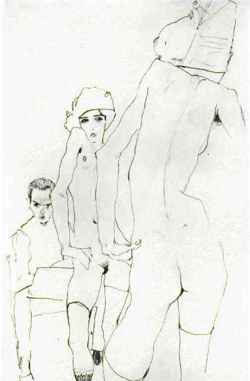 Egon Schiele Nude before mirror